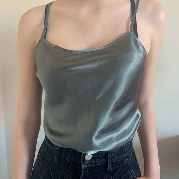 Teddy Silk Top Lace-Up Corset Back Satin Slip Cami Camisole Tank Party Blouse - Picture 6 of 7